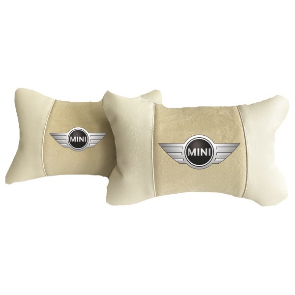 Luxus Beige Autokissen aus Alcantara und Leder – Mini Cooper