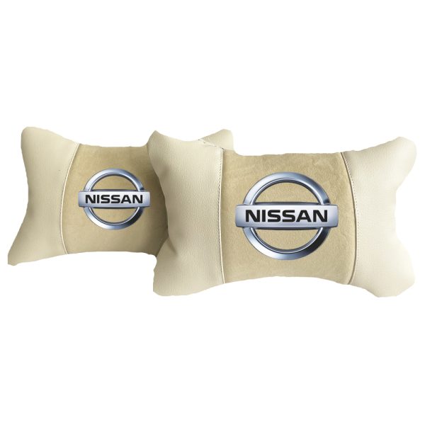 Luxus Beige Autokissen aus Alcantara und Leder – Nissan