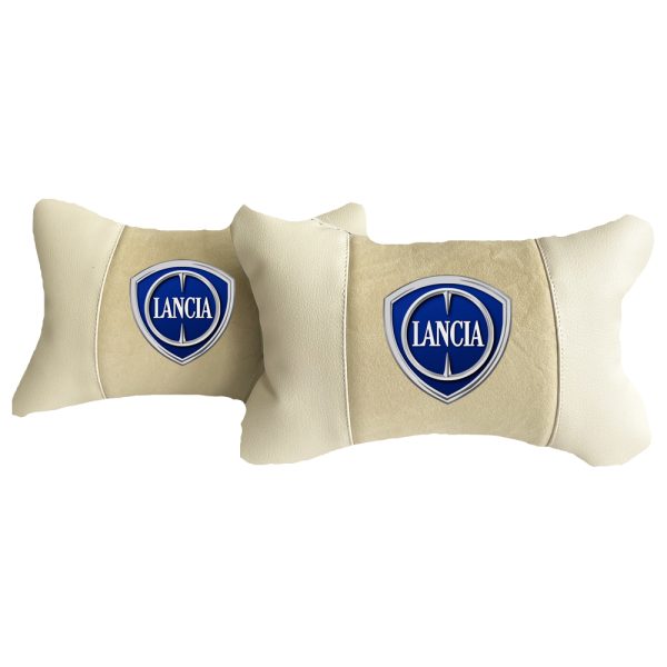 Luxus Beige Autokissen aus Alcantara und Leder – Lancia